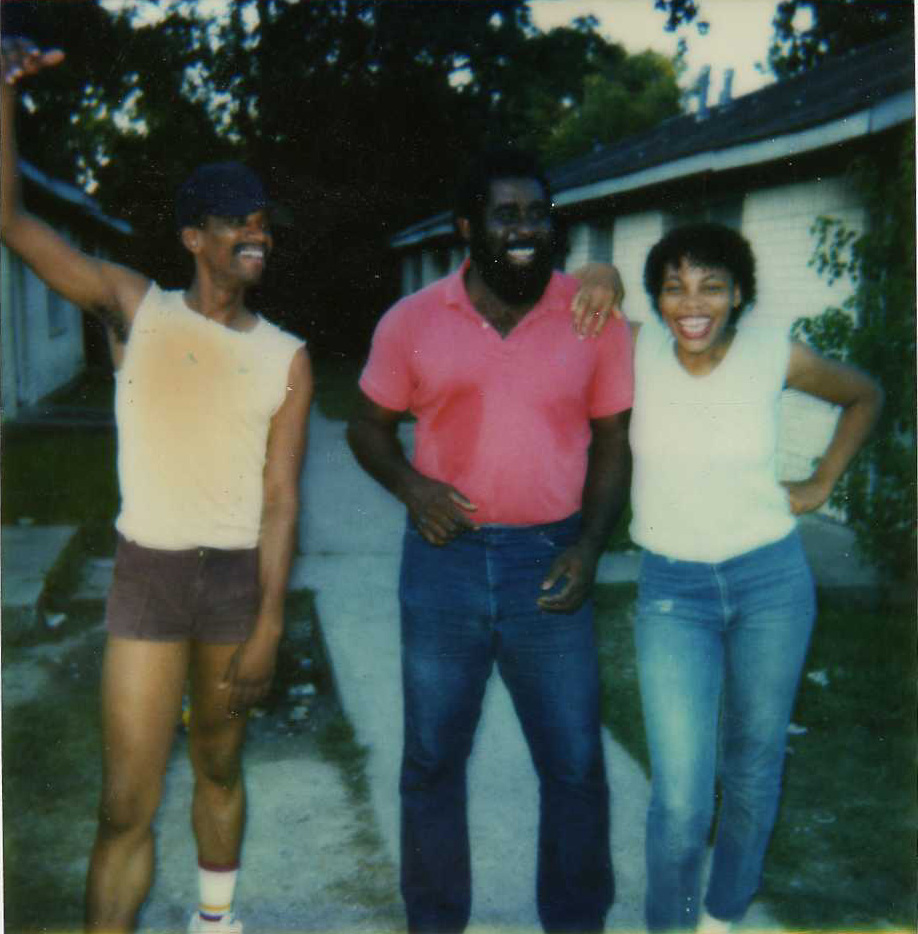Bassman Rick Morris, "Big Otis" Porchia and some girl on rehersal break, Houston '84